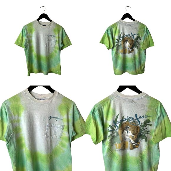 Fun Tees Tops - Vintage 90s Jamaica Joe's T Shirt Womens Green White Medium M USA Single Stitch
